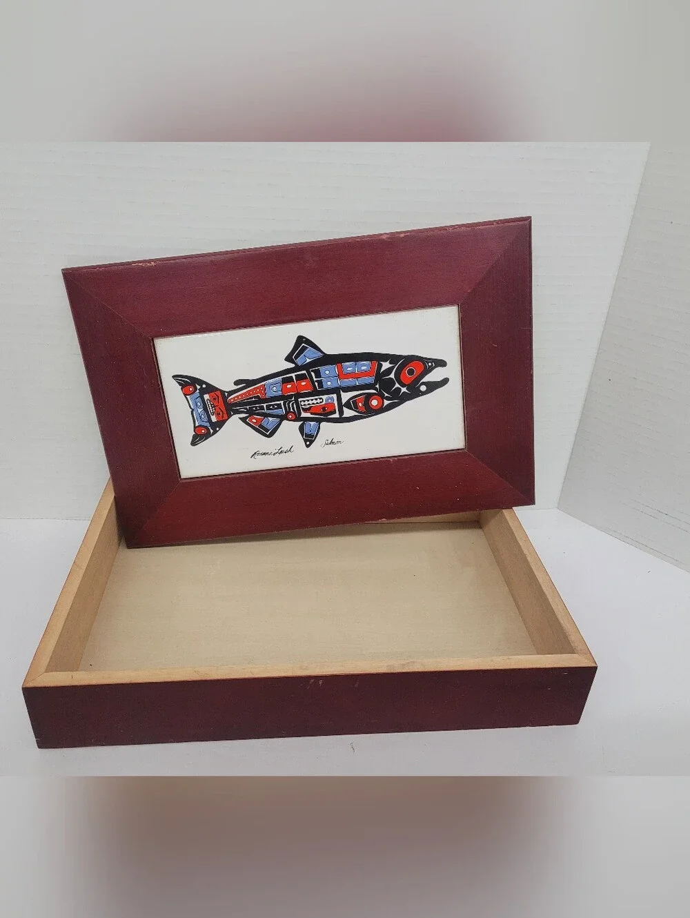 Roxana Leask Ceramic Tile And Wood Keepsake Box 12x8x2